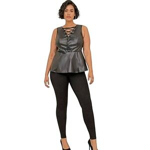 TORRID Top Black Faux Leather Lace-up Bikers Top NEW WITHOUT TAGS Plus Size 3X
